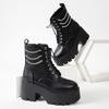 New autumn and winter platform high heel large size punk style chain low boots women's boots