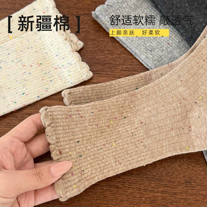 Socks Women's Season Medium Tube Socks Ideas Yarn Lace Stacking Socks Cotton Socks Boneless Women's Socks Versatile Socks Socks Industry