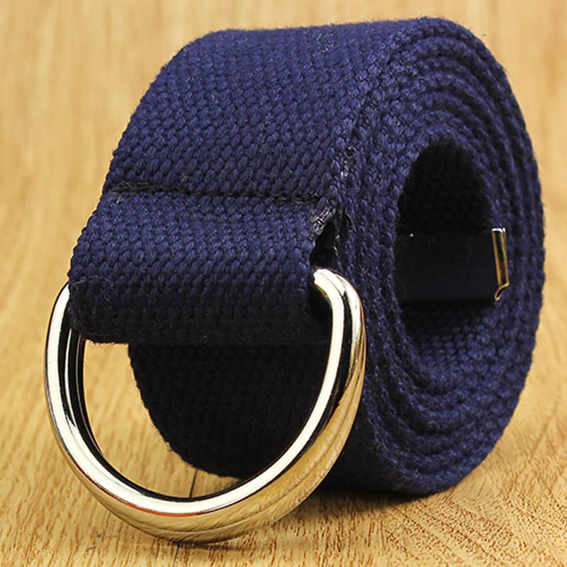 1Pc Nylon/Alloy Casual Solid Color Fashion Double D-ring Buckle Wide Belt Men/Women Jeans