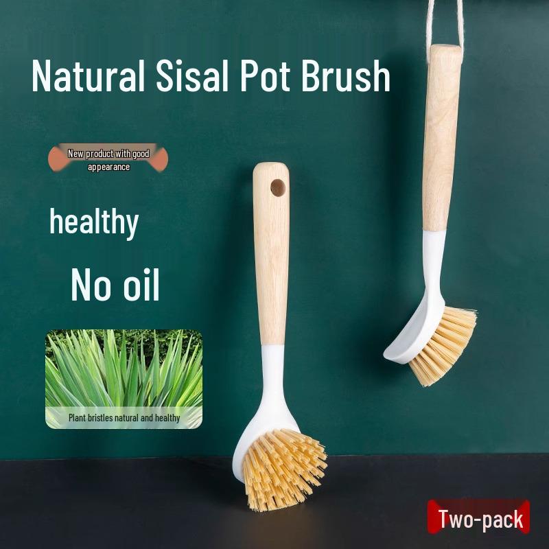 

Newcomer Special: 2-Pack Natural Beech Wood Long Handle Pot Brushes for Dishwashing & Kitchen Use