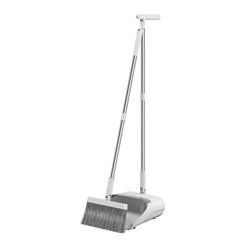Foldable Broom Dustpan Set Home Use Soft Bristle Hair-Resistant Cleaning Tool Plastic Stainless Steel