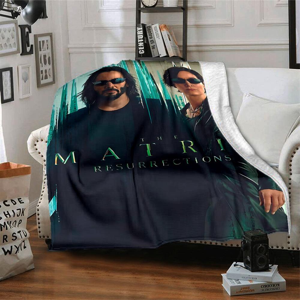 1pc The Matrix Flannel Throw Blanket - HD Printed Lightweight Soft Warm All-Season Blanket for Sofa, Bed, Travel, Camping 008