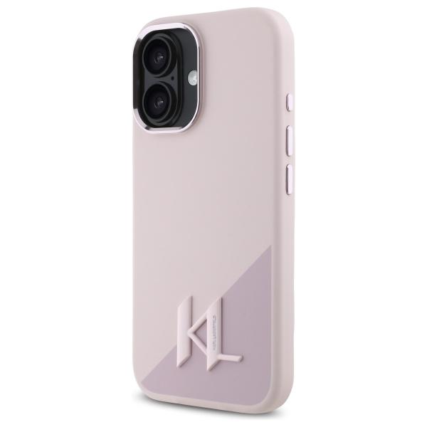 Karl Lagerfeld Klhmp16Sscmkmpcp Iphone   16 6.1 Różowy/Pink Hardcase Silicone Shadow Metal Initial Magsafe