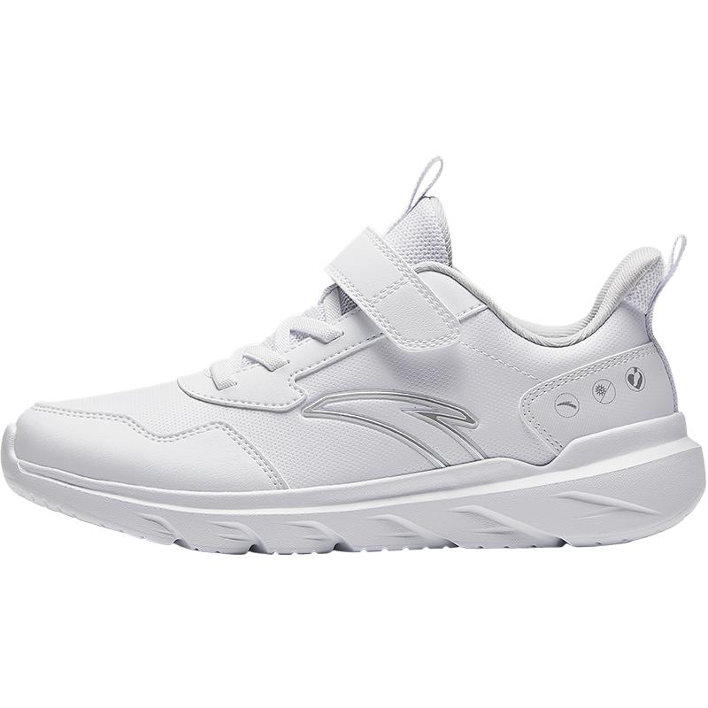 Anta Kids Vitality Synthetic Leather Simple Versatile Lightweight Shock Absorbing Low Top Running Shoes Kids sneaker White A12435568-5