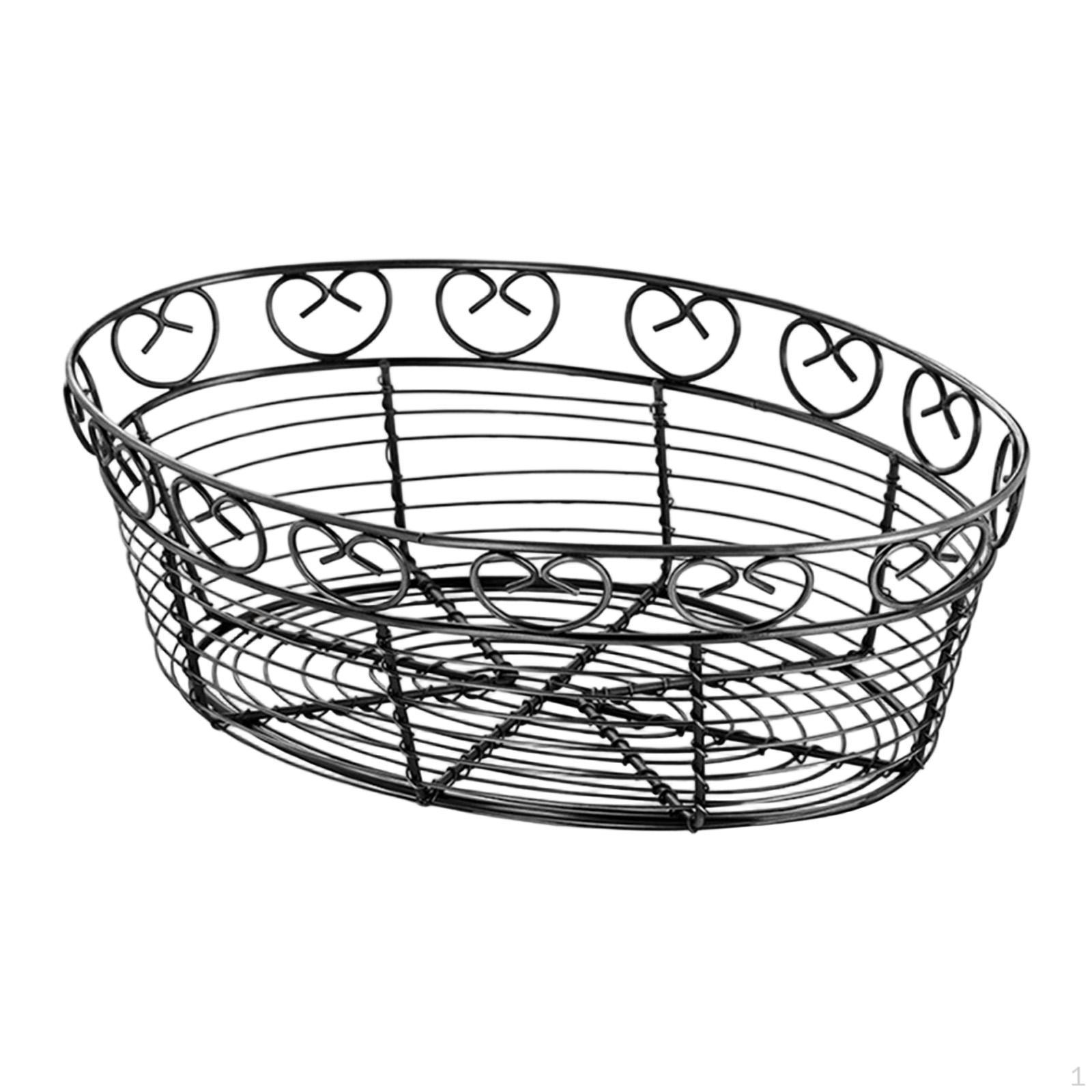 

Fruit Basket Vegetable Holder Cupcake Display Wire Organizer Oval Storage Bowl for Food Serving