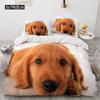 Lovely Animal 3D Bedding Sets White Duvet Quilt Cover Set Comforter Bed Linen Pillowcase King Queen 200*220cm Size Dogs Pets Dog