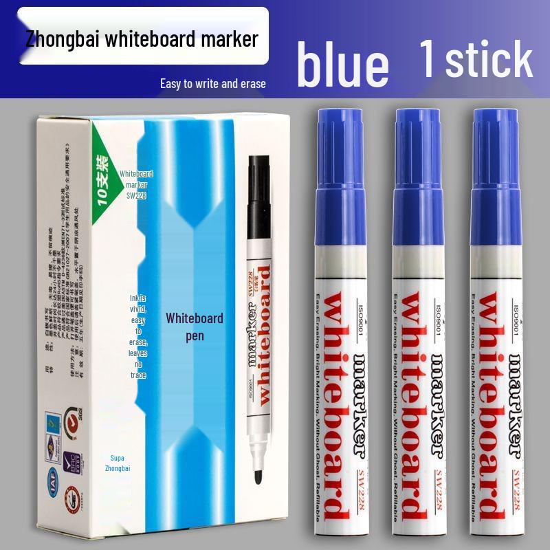 Livrare Gratuită la 100+ Markere pentru Tablă Albă Ștergibile Zhongbai - Vârf Rotund & Lat