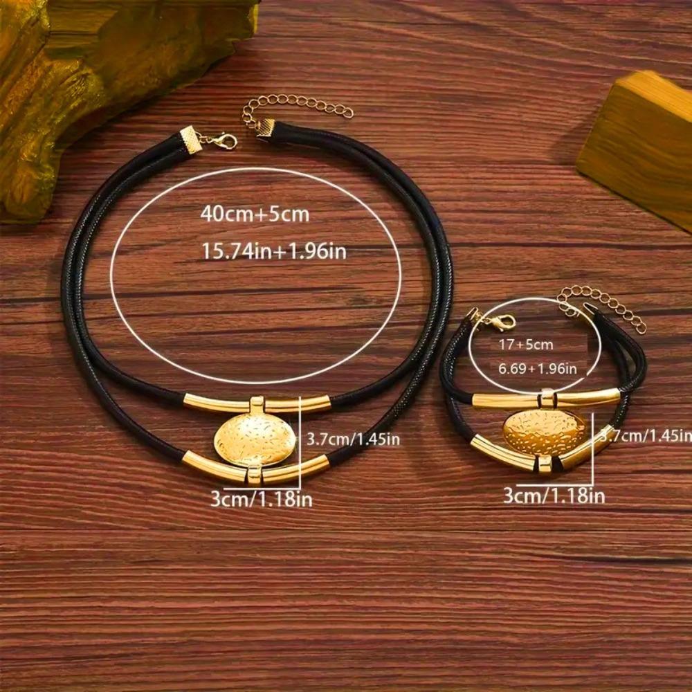 2Pcs/Set Vintage Elliptical Pendant Necklace Large Necklace Chain Choker New Necklace Pendant