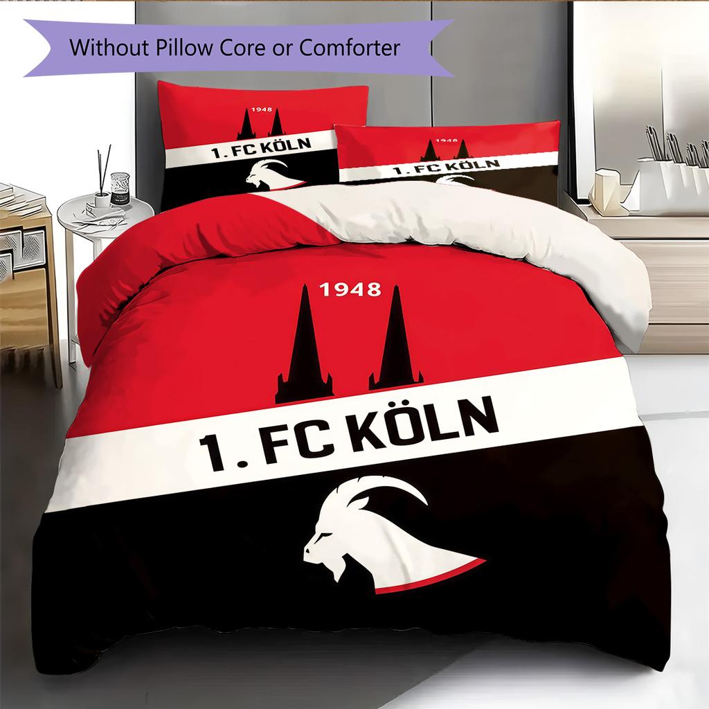 1. Set Copripiumino Trapuntato con Fantasia FC Köln Decorazione per la Casa Regalo (1 * copripiumino + 2 * federe senza imbottitura)