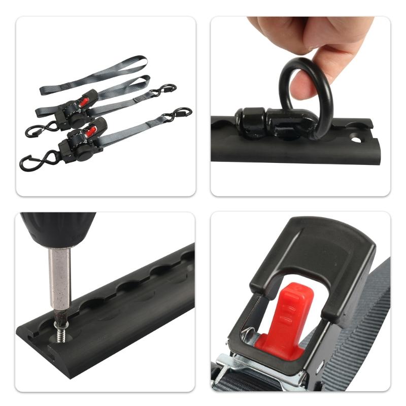 Pack Of 1 Black Aluminum Track Tie Down System With 2000LB Capacity Ratchet Straps For Cargo Transport In Vehicles