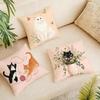 Cat Is Leisure Life Square Cushion Cover Durable Hypoallergenic Organic Linen Pillow Cover Short Size Washable Skin-Friendly