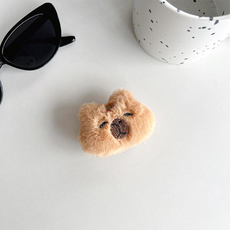 Plush Doll Mobile Phone Airbag Bracket Back Sticker Retractable Desktop Support Frame Cute Capybara Ring Buckle