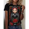 Summer Fashion Russian Girl T-Shirts Floral 3D Print Women Round Neck Short Sleeve T Shirt Tees Harajuku Y2K Top Female Clothing