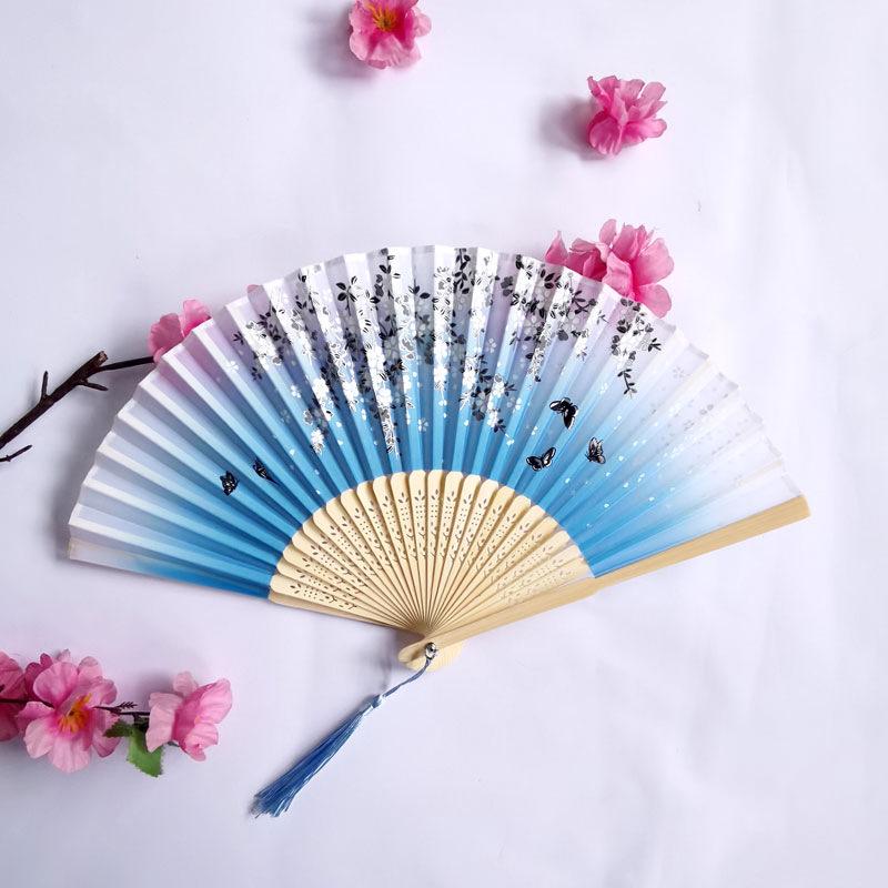 Vintage Bamboo Silk Women's Folding Fan - Portable Dance Gift
