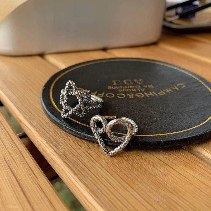 925 Fashionable Sterling Silver Womens Ring With Hollow Heart And Star Design For Styles Trendy