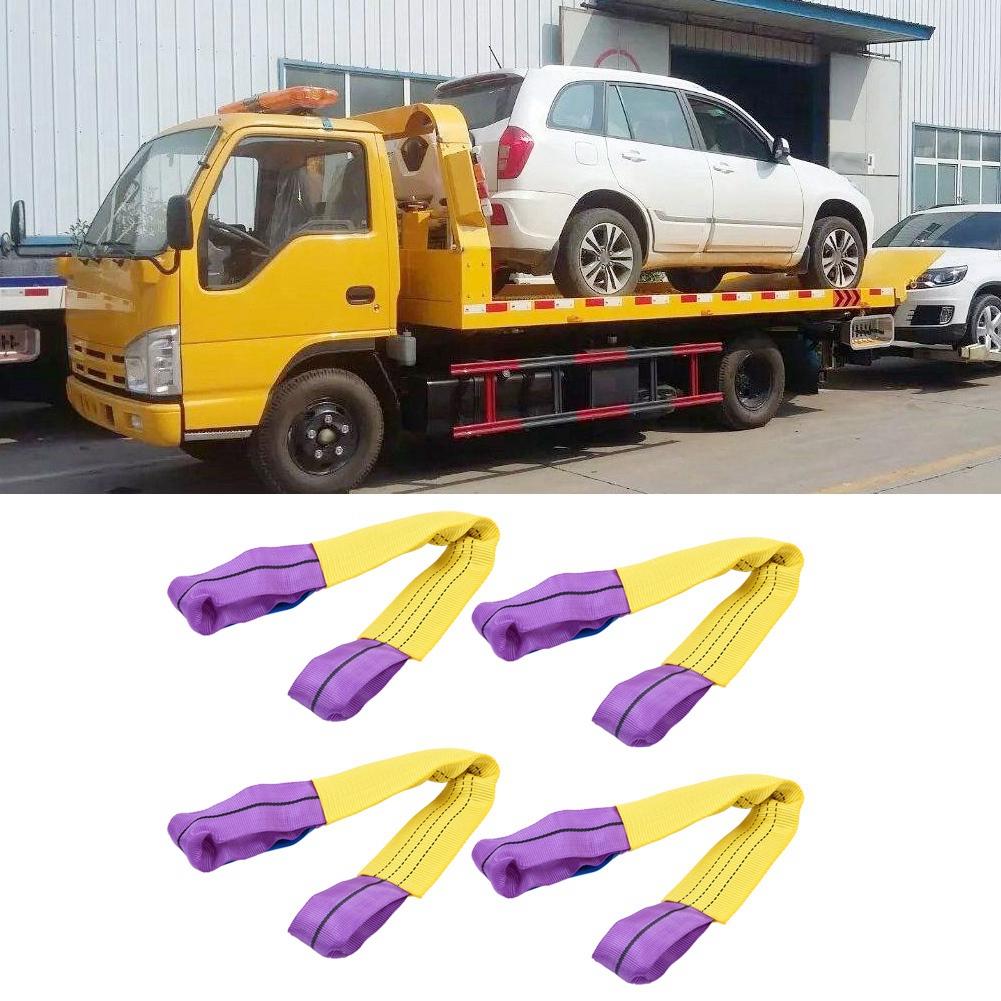 4pcs Recovery Alloy Wheel Securing Link Straps Trailer Transporter Yellow Purple