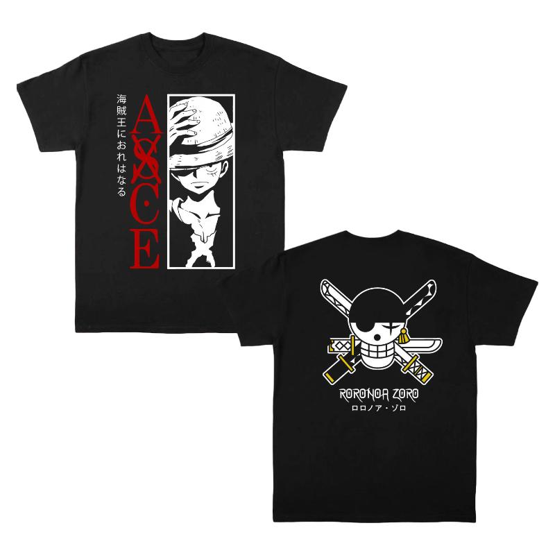 

One Piece Ace Zoro TShirt Men Women 100 Cotton Anime Graphic Tee Casual Loose Crew Neck Short Sleeve Streetwear Top S