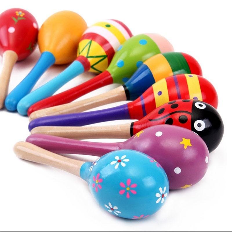 Woodes Toys for Newborns Wooden Rattles Sand Hammer Musical Toy Instrument Baby Children Educational