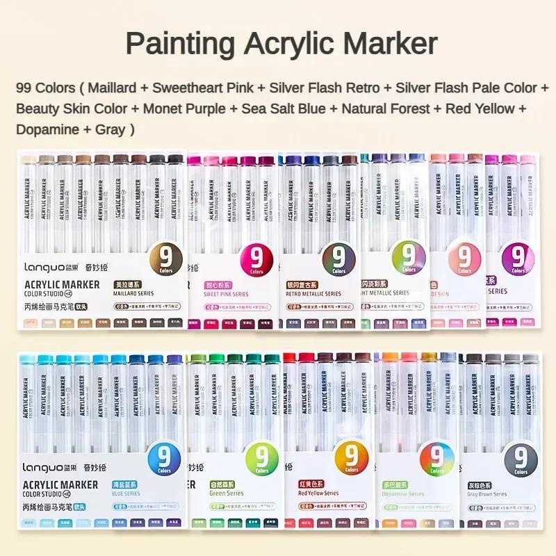 81/72/63/9 Colors Acrylic Paint Marker Pen DIY Painting Drawing for Card Ceramic Stone Mug Glass Fabric Art Supplies Stationery