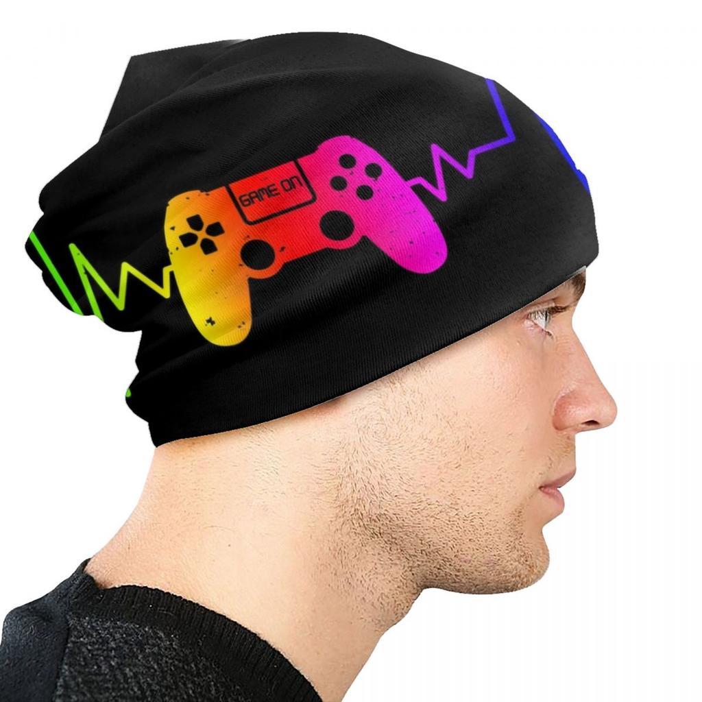 Videospiel-Controller Herzschlag Skullies Beanies Caps für Unisex Frauen Unisex Winter warme Strickmütze Erwachsene Gamer Gaming Bonnet Hüte