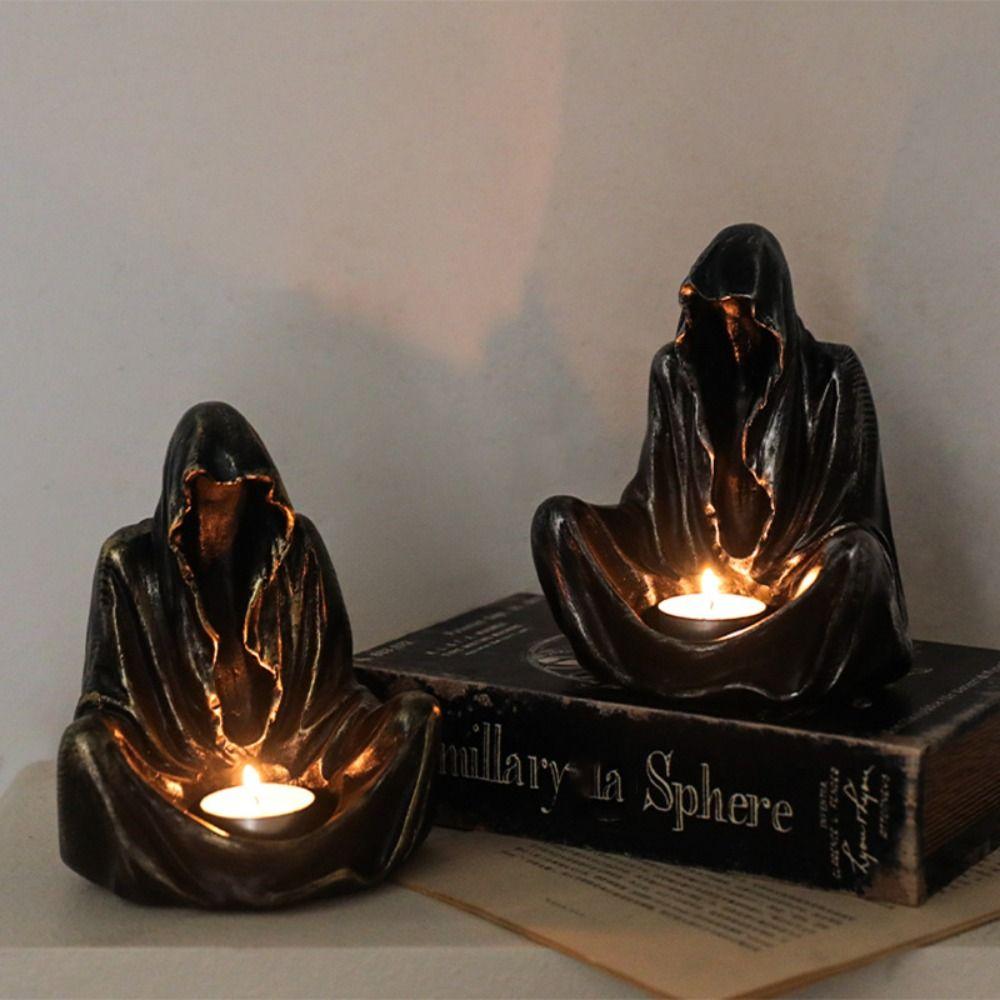 Cross-legged Pose Sitting Ghost Candle Holder Resin Candle Stand Wizard Candlestick Party