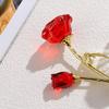 Crystal Rose Sculpture with Vase Collectible Flower Ornament Wedding Anniversary Gift for Home Decoration Accent