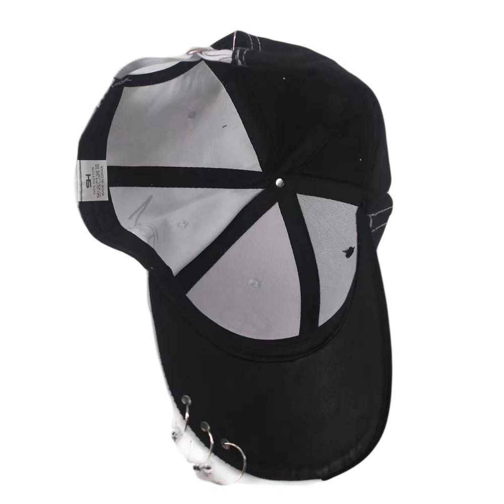 Baseball Cap Hat Grey Black Letter Graffiti Print Iron Ring Spring Summer Autumn Punk Hip hop Rock Adjustable Unisex Men Women Outdoor Casual Cotton