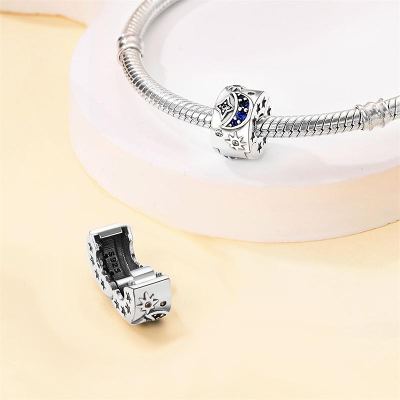 Copper Stars Moon Inlaid Colorful Zircon Safety Buckle Fit Pandach Diy Bracelets Charm Beads Birthday Gifts Luxury Jewelry