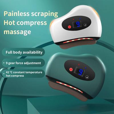 Massaggiatore Elettrico Guasha Impacco Caldo Massaggiatore Occhi Riscaldamento Pietra Vibrazione Raschiatura Collo Viso Sollevamento Pelle Rimozione Rughe Strumento