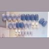 S.A.V.I 24 PCs - Blue Floral Press-On Nails, Short Fake Nail Set, Easy Manicure, Trendy Design