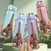 1PC Eiffel Tower Paris Landmark 750ml Color Plastic Sports Water Bottle Leakproof Flip Straw Lid Suitable for Sports Office Home Use