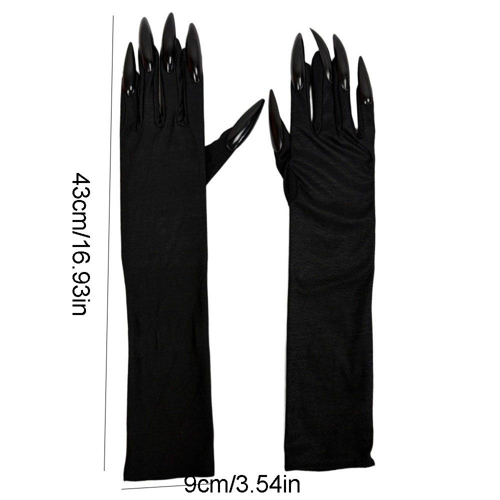 Fancy Props Halloween Cosplay Gloves Long Nails Solid Color Witch Cosplay Costume Long 43cm Ghost Claw Mittens Dress Up Gloves