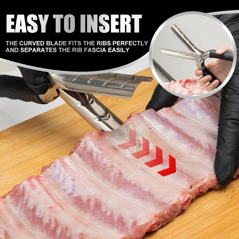 Multifunctional Stainless Steel Rib Film Removal Pliers Peeling Pliers Rib Handling Tools Barbecue Essential Kitchen Tools