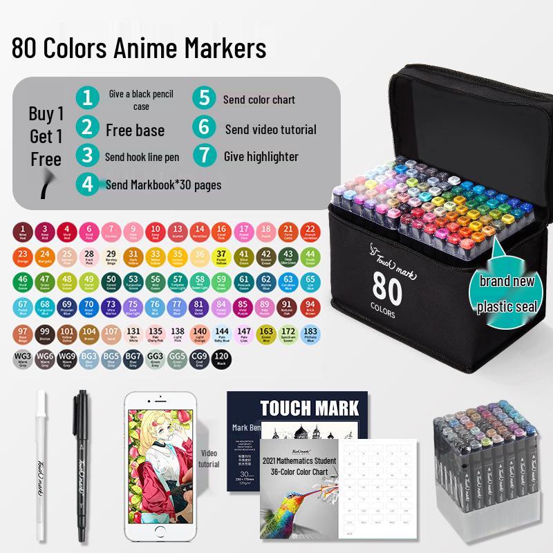 Touchmark 168-Color Alcohol-Based Marker Set with Durable Tips for Students