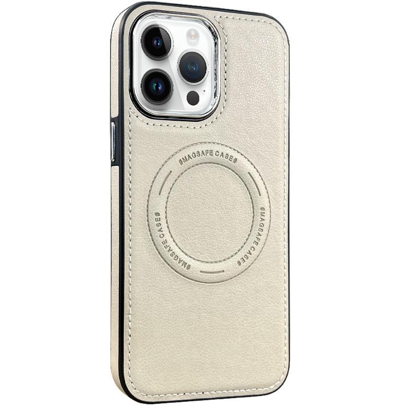 

Zhi Chen Magnetic Anti-Fall Case for iPhone 15 & 14 - High-End Leather Protective Cover SE2/7/8/SE3 грязно-белый