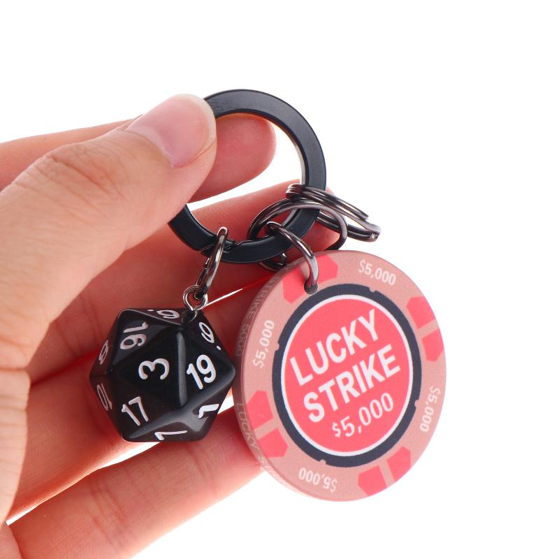 Ceramic Chip Lucky Dice Keychain Gaming Club Chip Pendant Multi Functional Round Chip Key Holder Pendant Keyring