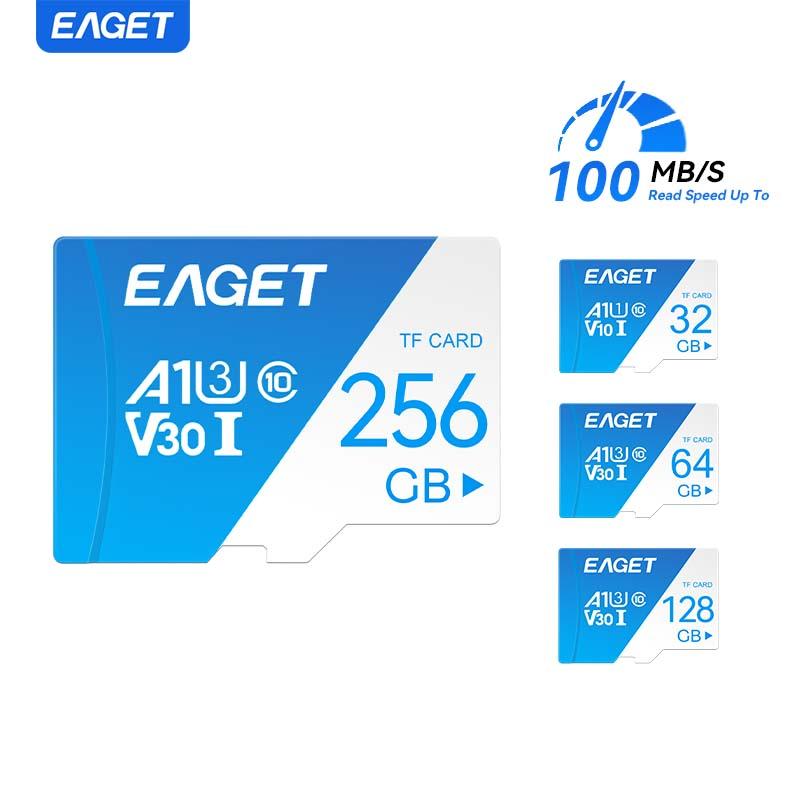 EAGET Karta SD, V30 I A1 Klasa 10, Szybka karta pamięci, Długotrwałe nagrywanie, Bez baterii, do smartfonów, komputerów, aparatów, gier