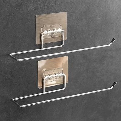 1set, Stainless Steel Roll Tissue Holder And Adhesive Stikcer, Kitchen Towel Fresh Film Holder, Bathroom Toilet Towel Holder