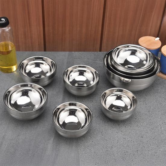 Stainless Steel Bowls Double-Wall Insulated Bowl Large Capacity Deep Mixing Bowl for Soup Cereal Salad Noodles Rice