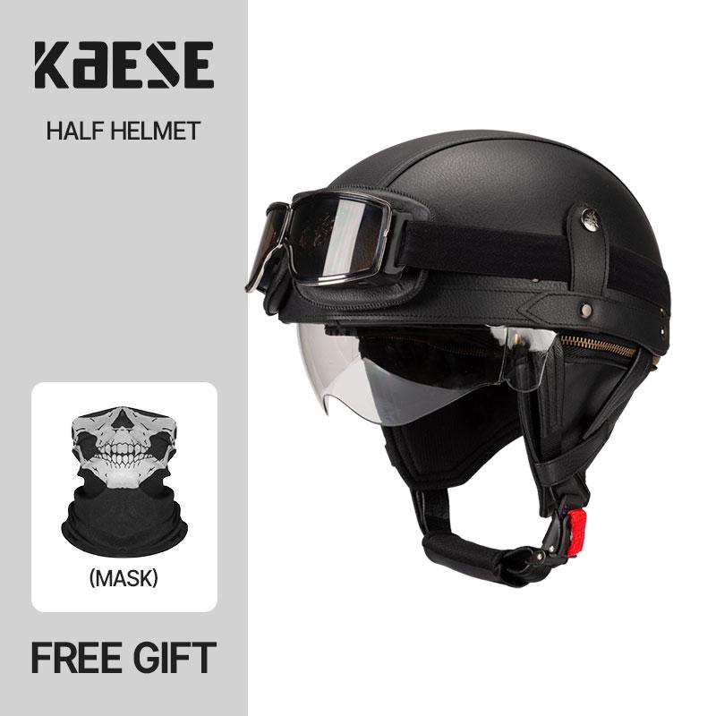 Vintage Half Face Motorcycle Helmet Motorbike Helmets Men Women Unisex Scooter Summer Helmet Black Brown DOT Approved Casque