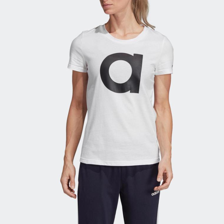 Adidas Neo Letter Print Sports Short Sleeve T-Shirt Women T-Shirts White DU0639
