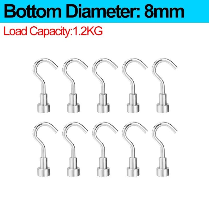 20/1Pcs Small Magnetic Hooks Multi-Purpose Neodymium Magnet Hook Kitchen Refrigerator Keys Coat Storage Holders Bathroom Hanger