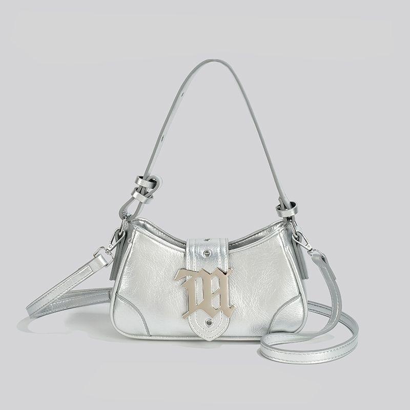 Luxury Silver Underarm Bag For Women Y2K Hot Girl Niche Multiway Handbag Shoulder Crossbody Purse