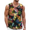 Modisches Floral Graphic Tanktop für Herren Trend Sommer Ärmellos 3D-Blumenaufdruck Weste T-Shirts Locker Streetwear Atmungsaktive Oberteile