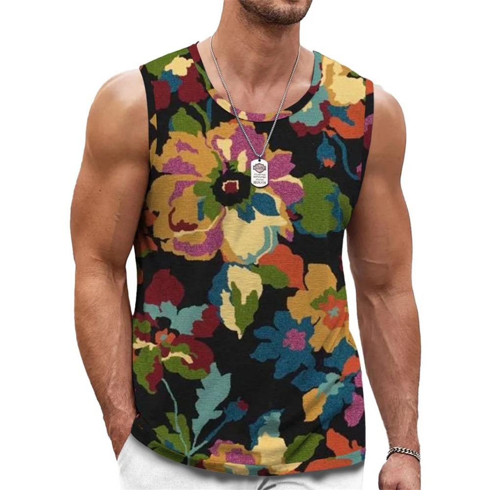 Modisches Floral Graphic Tanktop für Herren Trend Sommer Ärmellos 3D-Blumenaufdruck Weste T-Shirts Locker Streetwear Atmungsaktive Oberteile