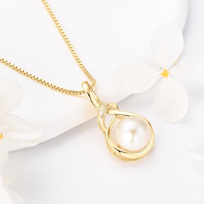 Charms Halsketten 14K Gold Filled 8-9mm Süßwasserperle Moissanit Anhänger Halskette für Damen Hochzeits Schmuck Geschenk