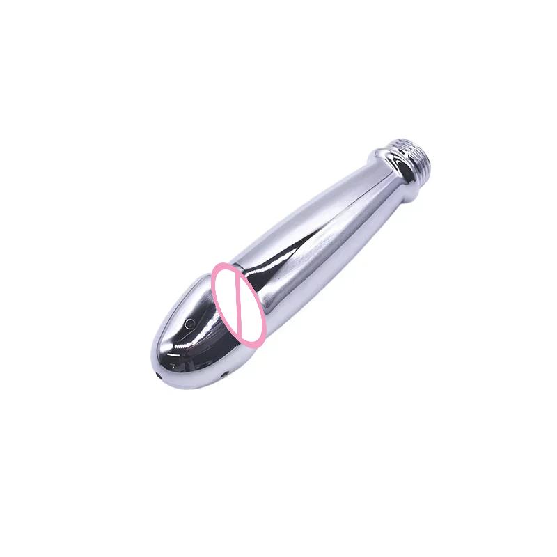 Metal Steel Douche Enema Syringe Anal Shower Head Beads Anal Cleaning Kit Butt Plug Attachment Nozzle Tip Gay Sex Toy Man Woman