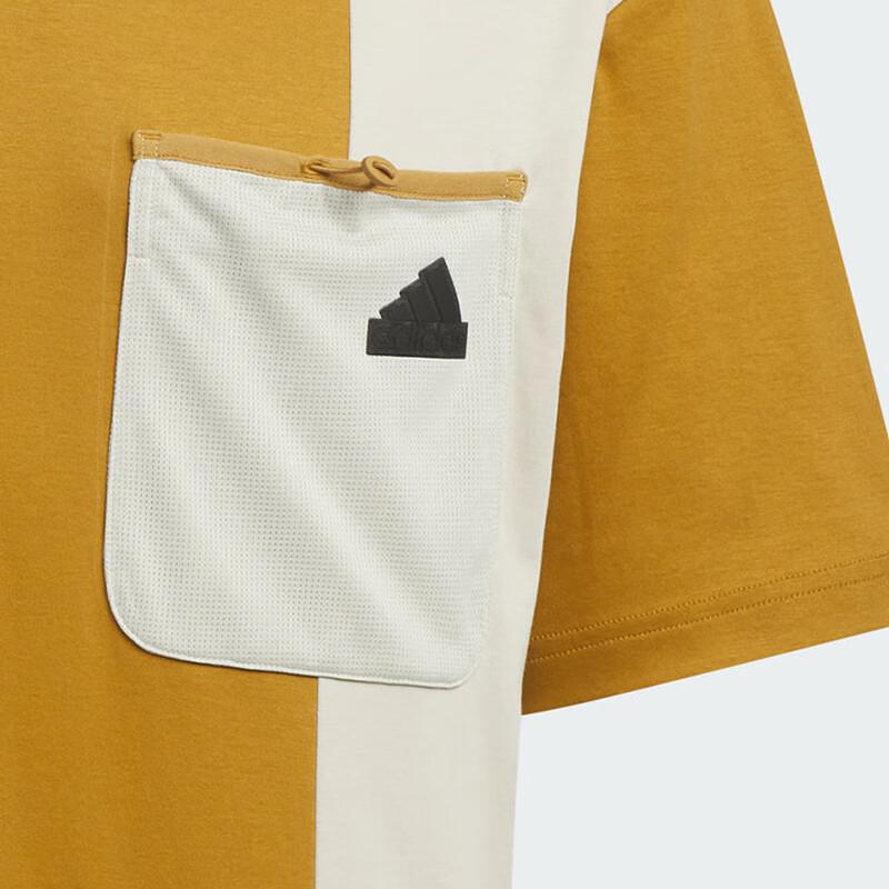 adidas Brand Logo Color-Block Comfortable Breathable Casual Short Sleeve T-Shirt Men Tops Yellow JI9810