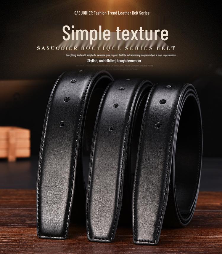 Men's Genuine Perforated Leather Belt Strap, Needle Buckle, 3.2 Cowhide, No Buckle Included, 3.0 Width.