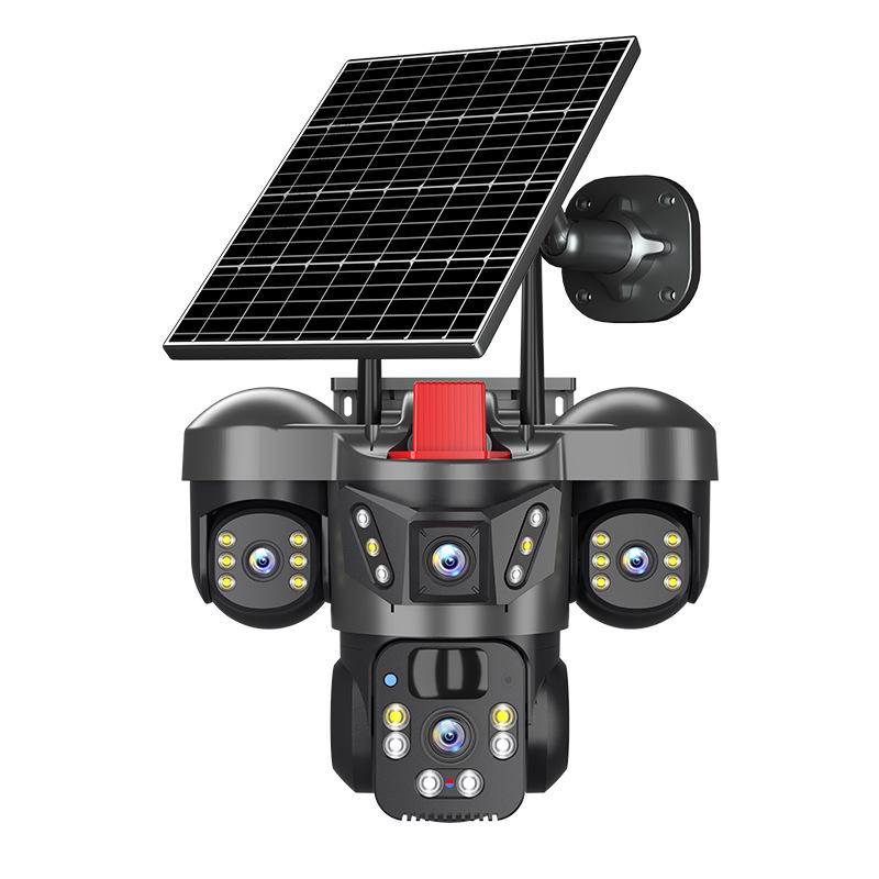 HD 4G Solar-Powered Outdoor Surveillance Camera with Tri-Lens, WiFi, Night Vision, Remote Access, and Waterproof Design for Home Use